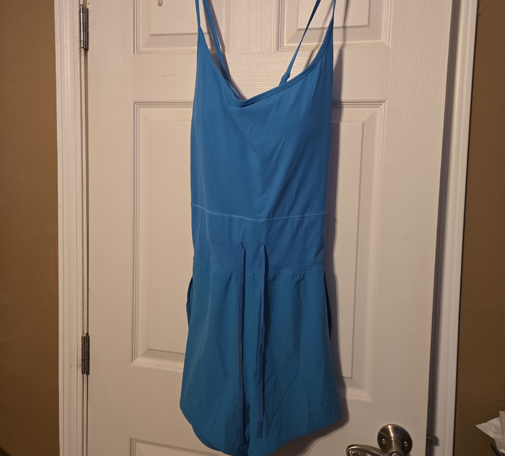 Blue Plus Size One Piece Romper